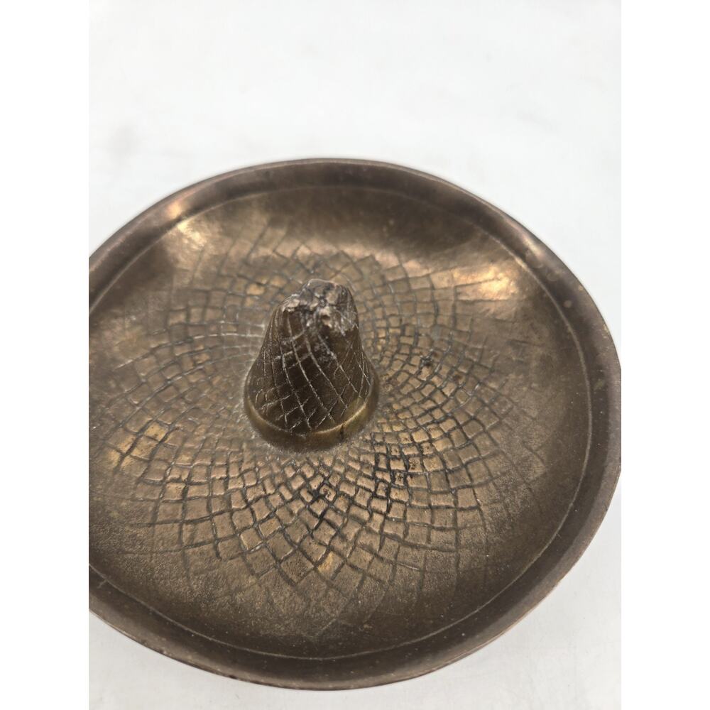 Vtg 1946 Russwood Sombrero Solid Cast Bronze Trinket Dish Jewelry Holder 5" - Picture 12 of 13